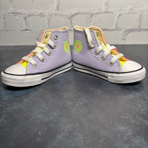 Converse All Star Toddler High Top Sneakers Electric Blush Color Block Size 6 - Picture 1 of 7